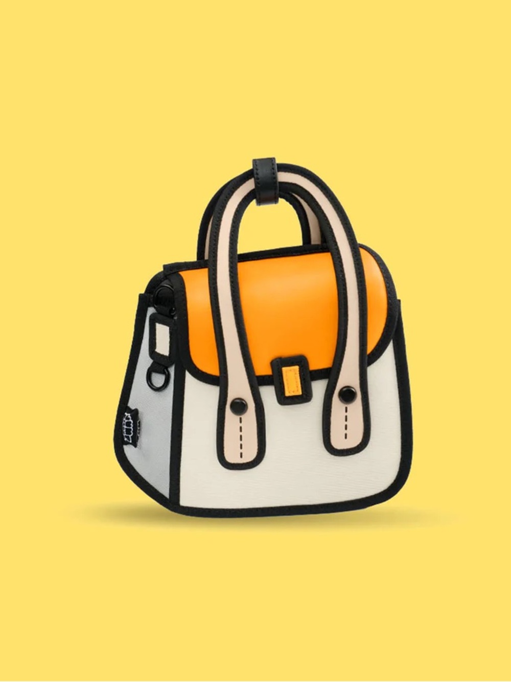 White & Orange Cartoon-Style Mini Satchel